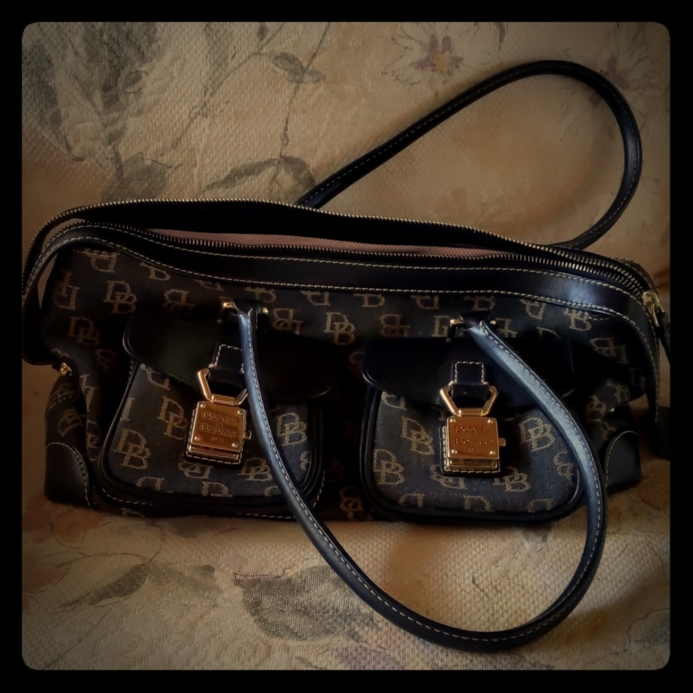 Authentic Dooney & Bourke logo double pocket tote